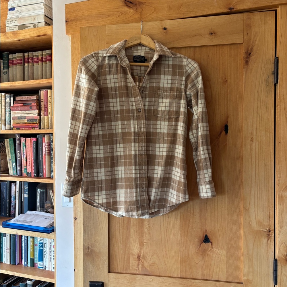 Pendleton Tan and Cream Plaid Button Down Shirt